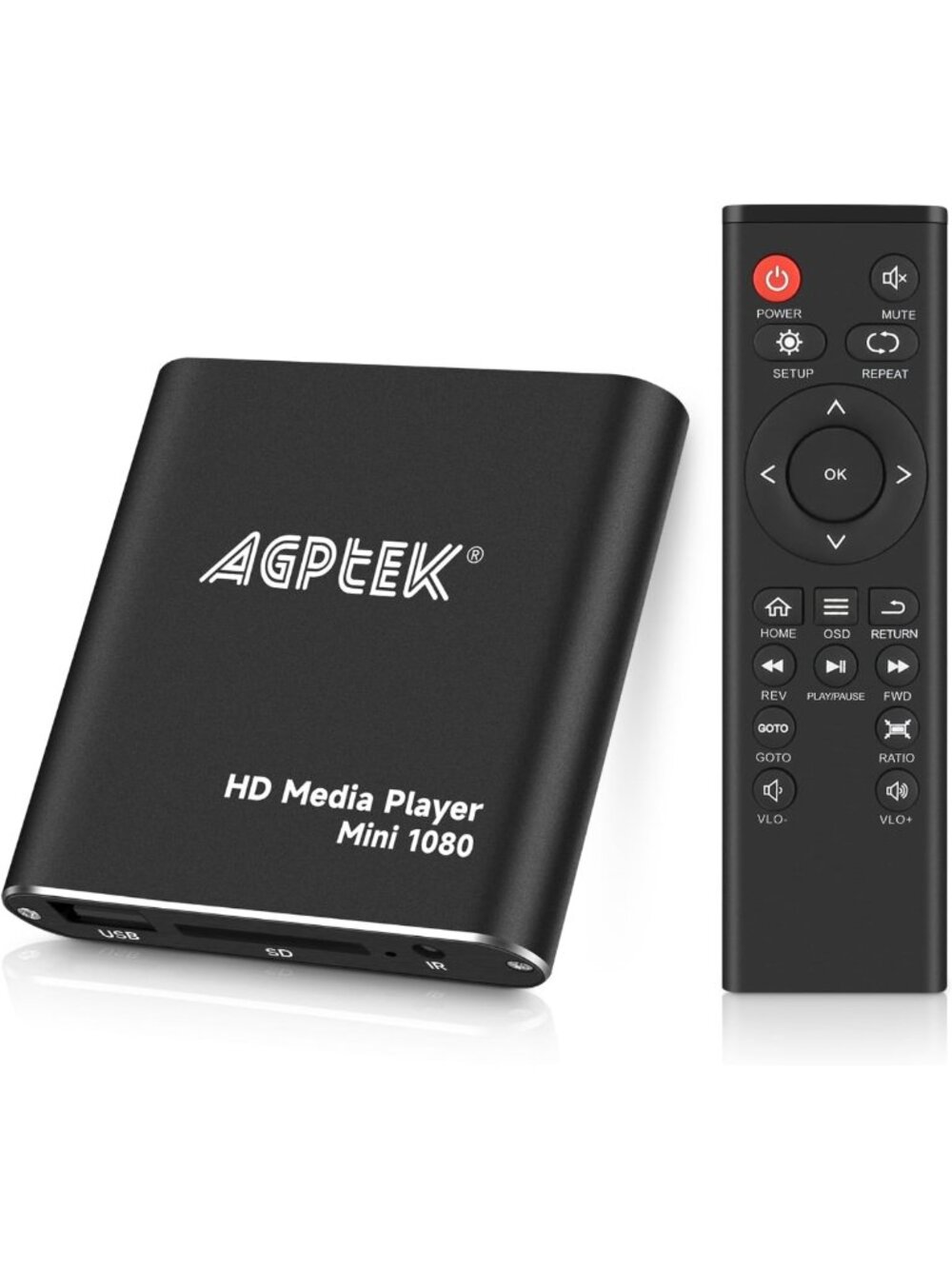 Mini 1080p Full-HD HDMI Media Player for USB Drives & SD Cards - Compact